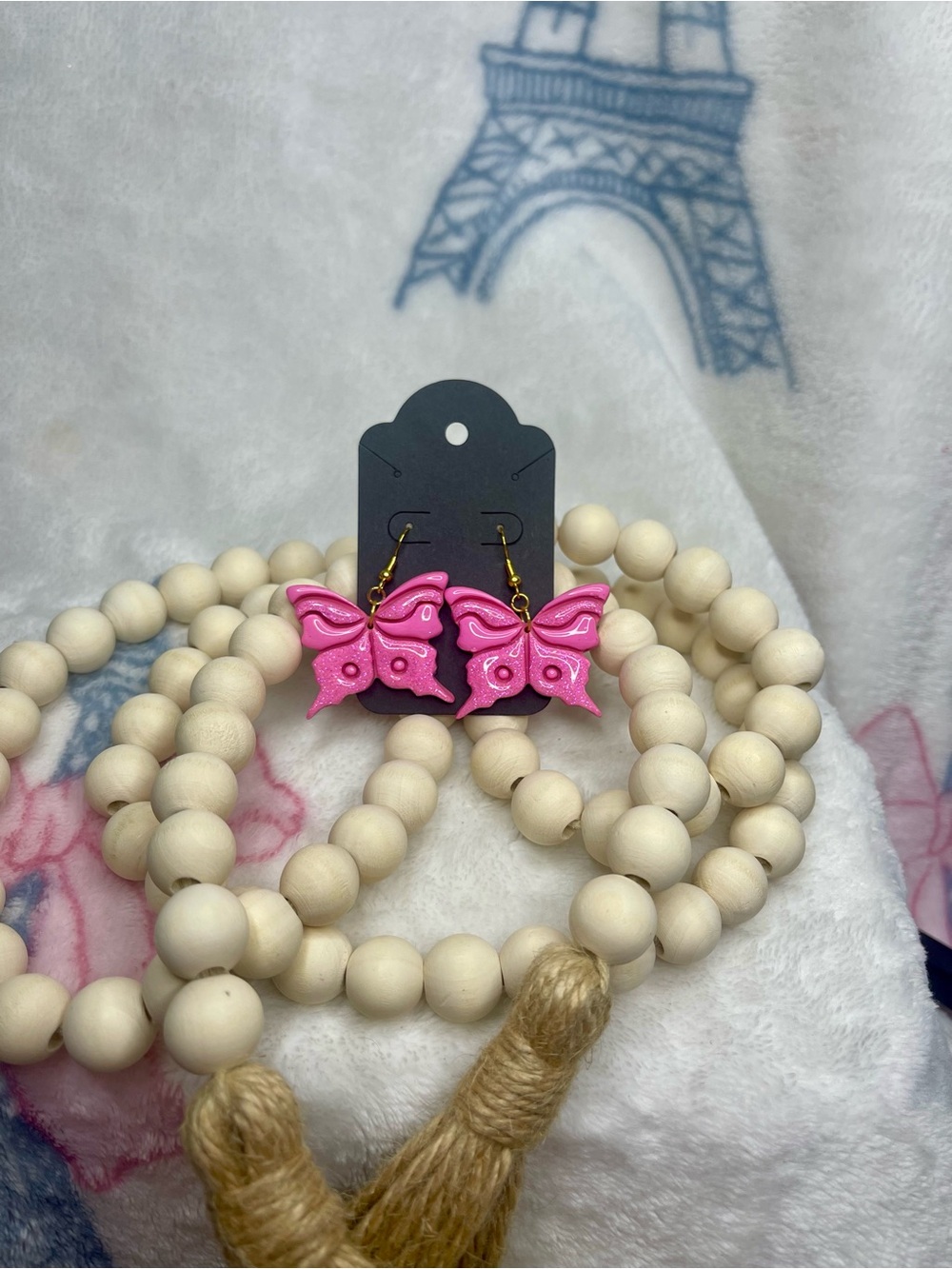 Pink Butterfly Dangle Earrings